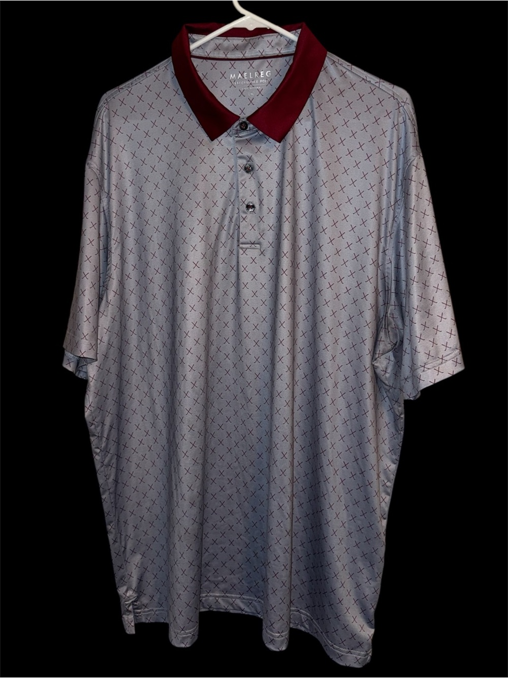 Magellan Golf Men's 2XL Maroon Collar Gray Polo